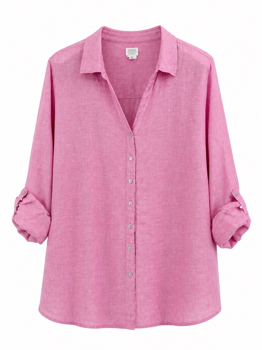 Sigrid Olsen Pink Linen Button Front Shirt Plus Size 2X